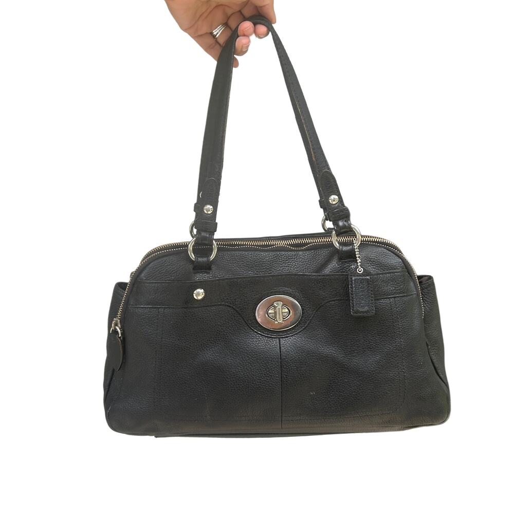 Coach Turnlock Penelope black leather Satchel Bag F16529 - Picture 2 of 7